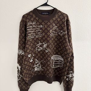 MenLV Monogram Embroidered Wool Crewneck Size M